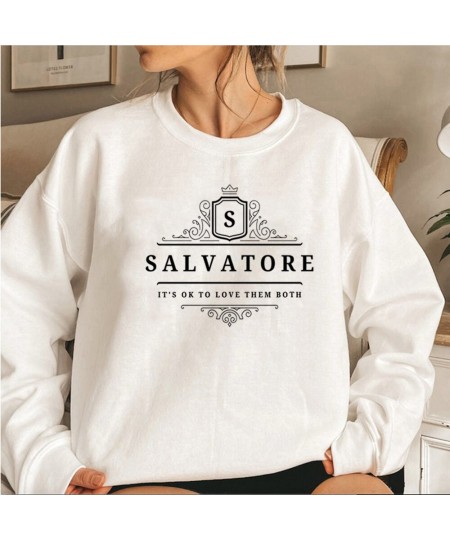 Salvatore It's Ok To Love Them Both Sweatshirt Vampire Brothers Hoodie Mystic Fall Sweatshirts Unisex Long Sleeve Pullovers $...