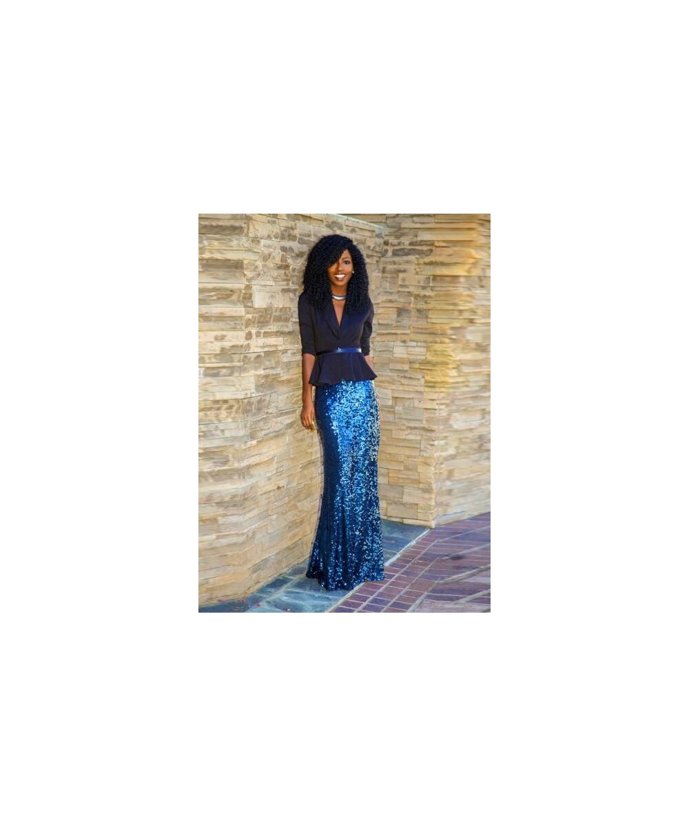 Fashion Royal Blue Sequin Skirt Custom Made Floor Length Long Maxi Skirt Shiny Pencil Skirt Women Spring Autumn Style Maxi $7...