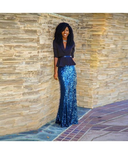 Fashion Royal Blue Sequin Skirt Custom Made Floor Length Long Maxi Skirt Shiny Pencil Skirt Women Spring Autumn Style Maxi $7...