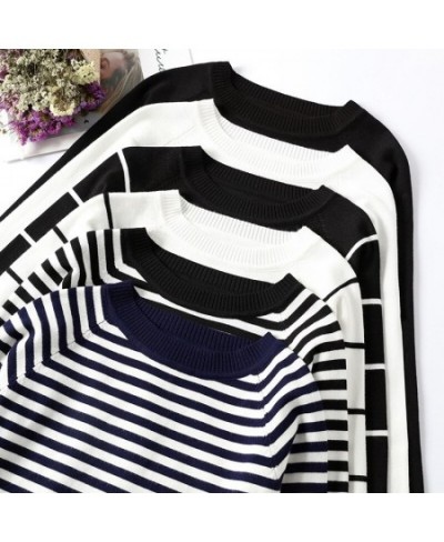 2022 Autumn Winter Long Sleeve Striped Pullover Women Sweater Knitted Sweaters O-Neck Tops Korean Pull Femme Jumper Female $2...