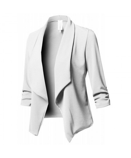 Women Black Thin Blazers Cardigan Coat 2022 Long Sleeve Women Blazers and Jackets Ruched Asymmetrical Casual Business Suit La...