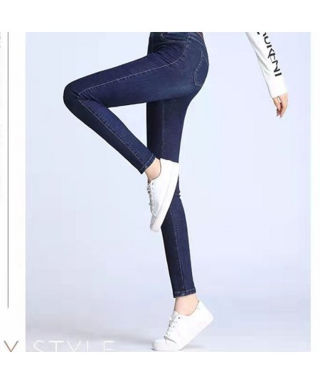 Vintage Pencil Jeans Women Large Size 90kg High Elastic Waist Denim Pants Mom's Skinny Jeans Ankle Length Leggings Slim Botto...