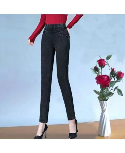 Vintage Pencil Jeans Women Large Size 90kg High Elastic Waist Denim Pants Mom's Skinny Jeans Ankle Length Leggings Slim Botto...