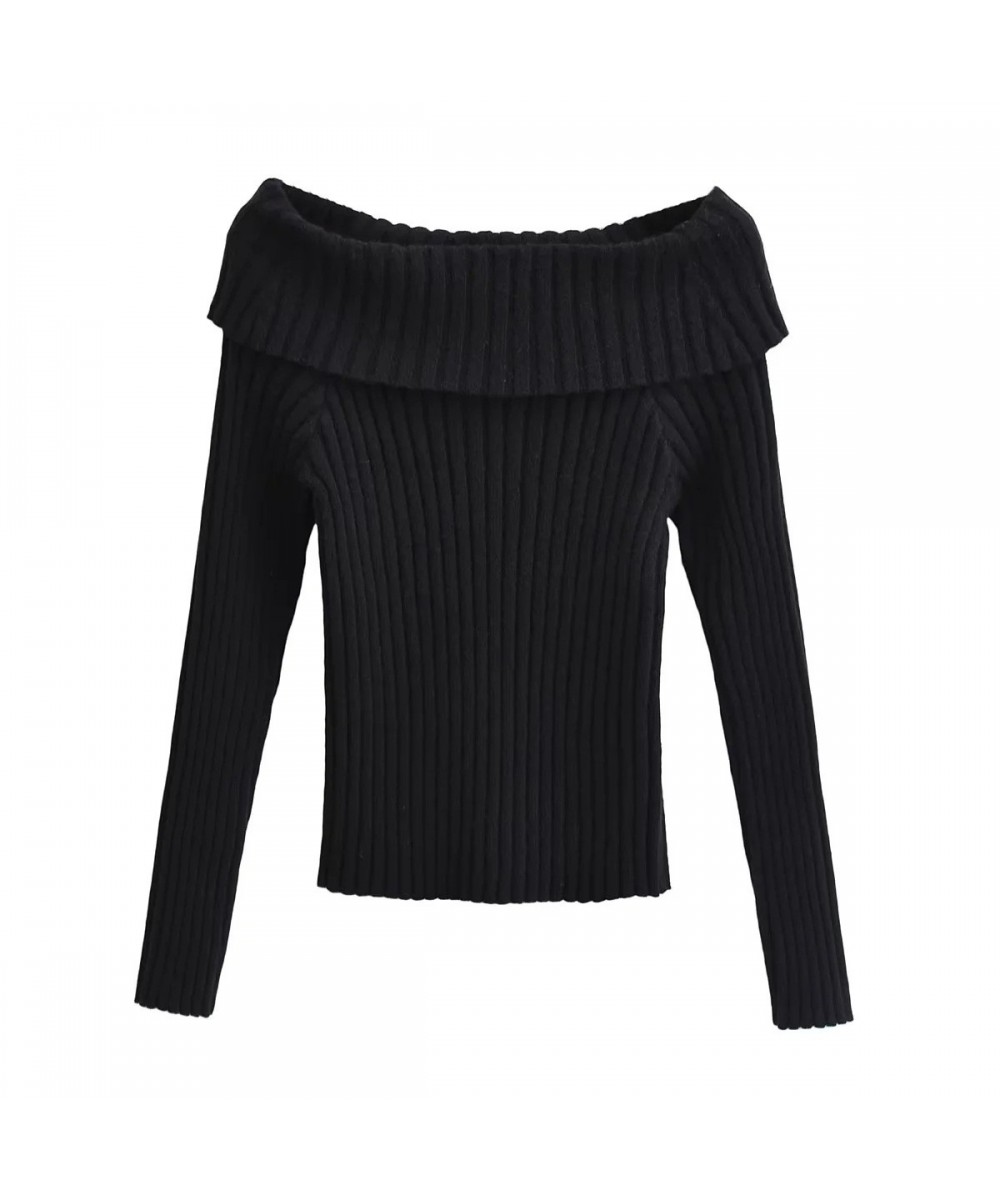 10.13 Women Fashion Sexy Slash Neck Long Sleeve Sweater Solid Color Article Pit Slim Pullover Knitwear $53.55 - Sweaters