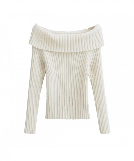 10.13 Women Fashion Sexy Slash Neck Long Sleeve Sweater Solid Color Article Pit Slim Pullover Knitwear $53.55 - Sweaters