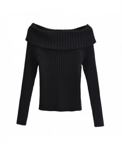 10.13 Women Fashion Sexy Slash Neck Long Sleeve Sweater Solid Color Article Pit Slim Pullover Knitwear $53.55 - Sweaters