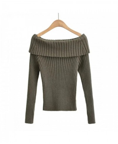 10.13 Women Fashion Sexy Slash Neck Long Sleeve Sweater Solid Color Article Pit Slim Pullover Knitwear $53.55 - Sweaters