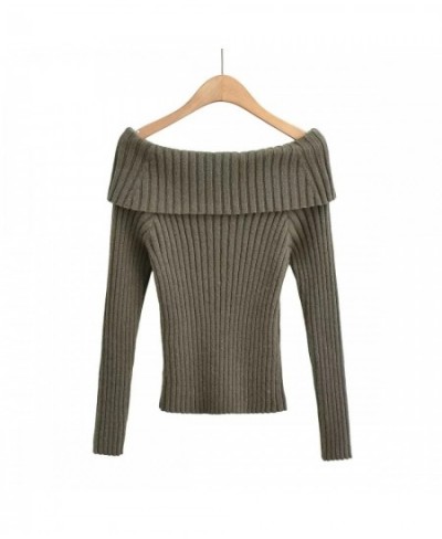 10.13 Women Fashion Sexy Slash Neck Long Sleeve Sweater Solid Color Article Pit Slim Pullover Knitwear $53.55 - Sweaters