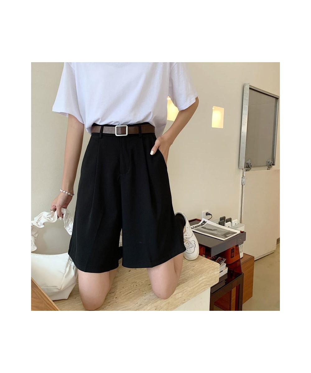 Shorts Womens Solid All-match Summer Casual Students Neutral Loose Simple Fashion High Waist Basic Vintage Friends Korean Sty...