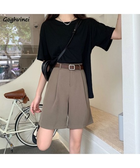 Shorts Womens Solid All-match Summer Casual Students Neutral Loose Simple Fashion High Waist Basic Vintage Friends Korean Sty...