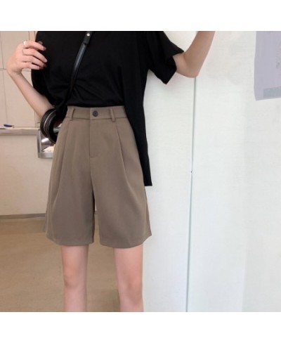 Shorts Womens Solid All-match Summer Casual Students Neutral Loose Simple Fashion High Waist Basic Vintage Friends Korean Sty...