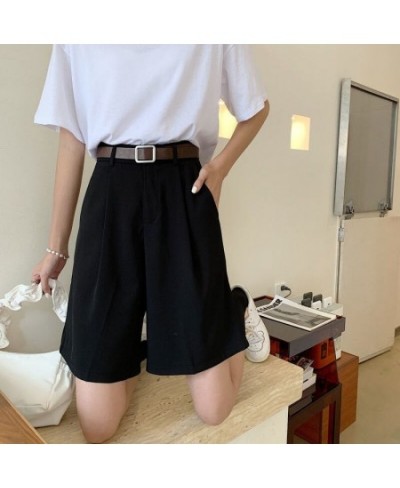 Shorts Womens Solid All-match Summer Casual Students Neutral Loose Simple Fashion High Waist Basic Vintage Friends Korean Sty...