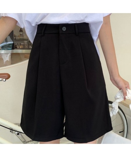 Shorts Womens Solid All-match Summer Casual Students Neutral Loose Simple Fashion High Waist Basic Vintage Friends Korean Sty...