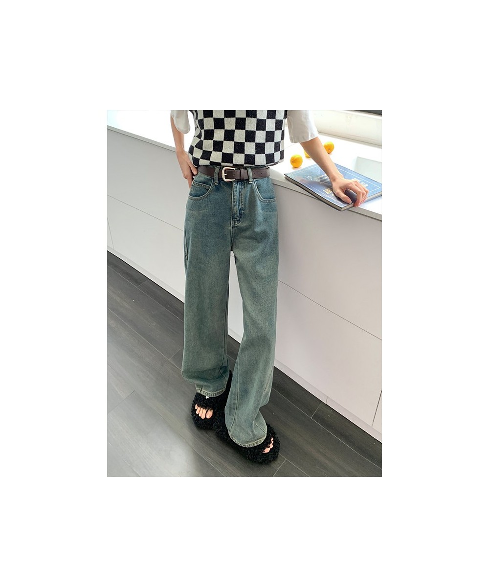 Blue Jeans for Women 2023 New Fashion Vintage Spliced High Waisted Jeans Streetwear Wide Leg Jeans Full Length Pants $63.54 -...