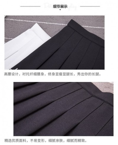 Women Harajuku Sweet Fresh Feeling High Waist Pleated Skirt Elastic Waist Cross Embroidery Skirt Pleated Skirt $34.09 - Skirts