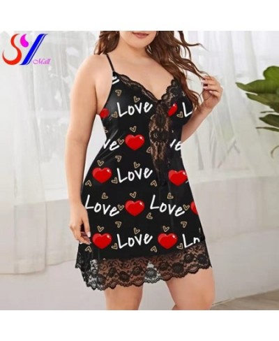 Women's Underwear Sling Nightdress Sexy Lingerie Women's Nightie Sleepwear Nightdress Printing Satin Sleep Nightgowns Plus Si...