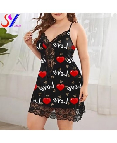 Women's Underwear Sling Nightdress Sexy Lingerie Women's Nightie Sleepwear Nightdress Printing Satin Sleep Nightgowns Plus Si...