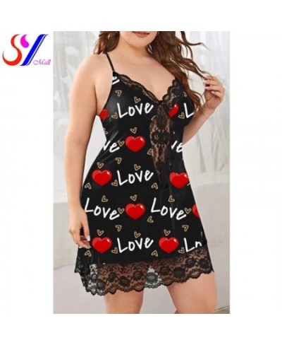 Women's Underwear Sling Nightdress Sexy Lingerie Women's Nightie Sleepwear Nightdress Printing Satin Sleep Nightgowns Plus Si...