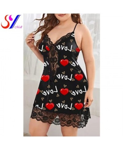 Women's Underwear Sling Nightdress Sexy Lingerie Women's Nightie Sleepwear Nightdress Printing Satin Sleep Nightgowns Plus Si...