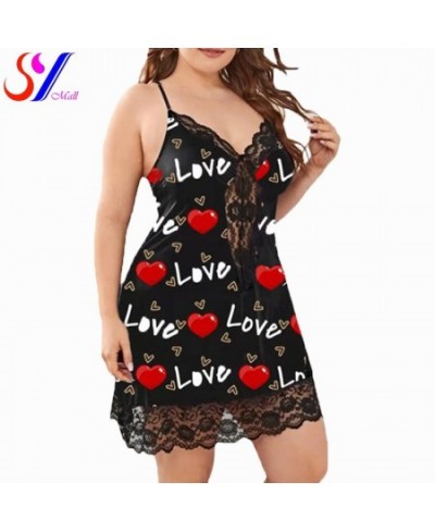 Women's Underwear Sling Nightdress Sexy Lingerie Women's Nightie Sleepwear Nightdress Printing Satin Sleep Nightgowns Plus Si...