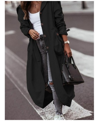 Trench Coat for Women Lapel Pocket Mid Length Jackets Spring Autumn Korean Fashion Women Clothing Streetwear Women's $52.47 -...