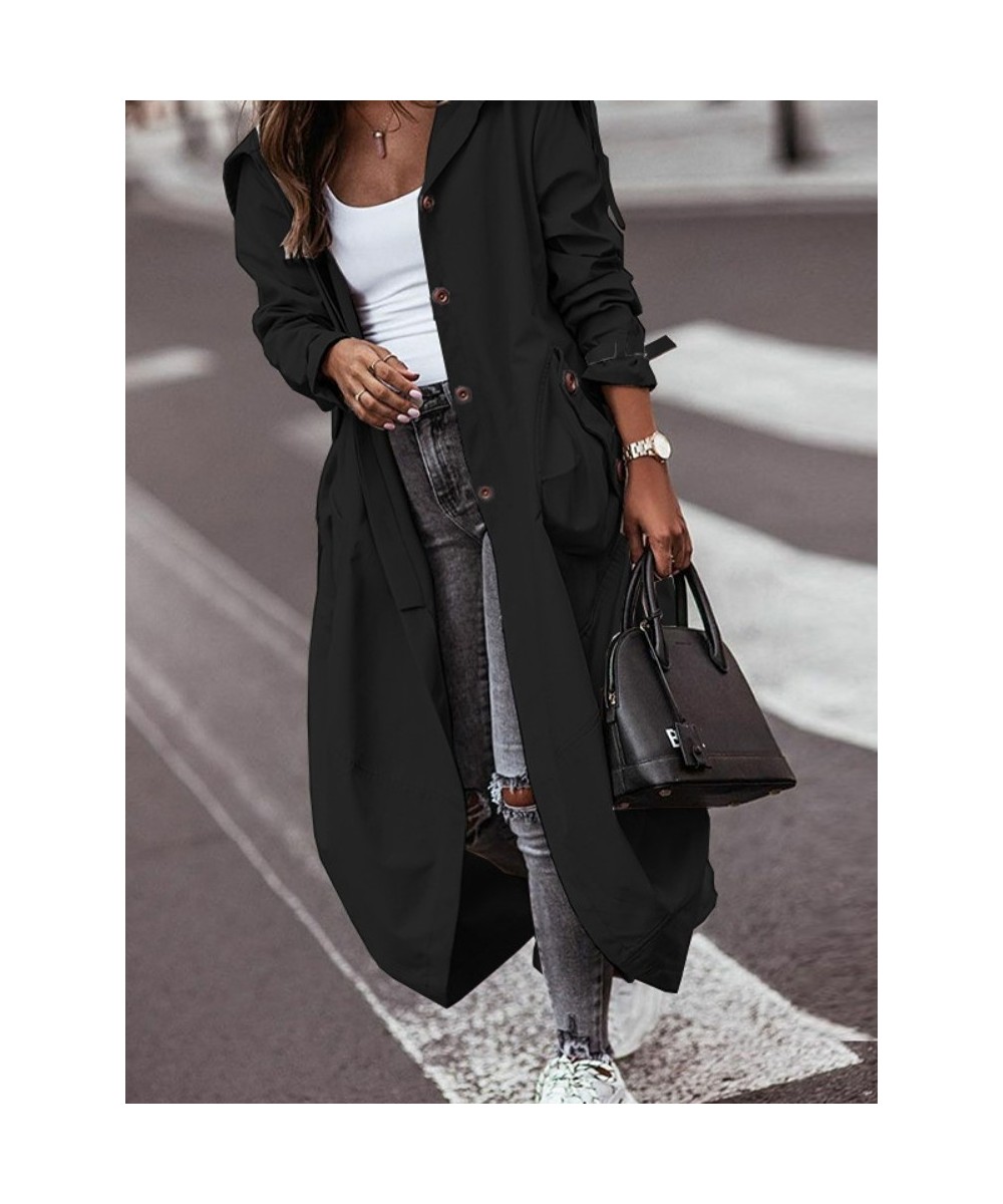 Trench Coat for Women Lapel Pocket Mid Length Jackets Spring Autumn Korean Fashion Women Clothing Streetwear Women's $52.47 -...