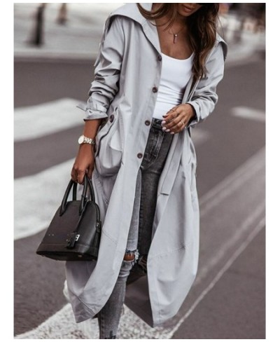 Trench Coat for Women Lapel Pocket Mid Length Jackets Spring Autumn Korean Fashion Women Clothing Streetwear Women's $52.47 -...