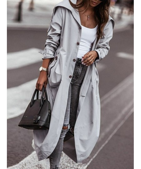 Trench Coat for Women Lapel Pocket Mid Length Jackets Spring Autumn Korean Fashion Women Clothing Streetwear Women's $52.47 -...