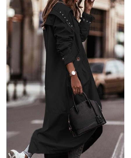 Trench Coat for Women Lapel Pocket Mid Length Jackets Spring Autumn Korean Fashion Women Clothing Streetwear Women's $52.47 -...