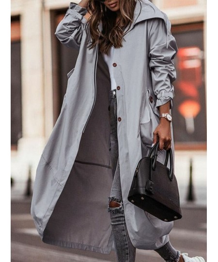 Trench Coat for Women Lapel Pocket Mid Length Jackets Spring Autumn Korean Fashion Women Clothing Streetwear Women's $52.47 -...