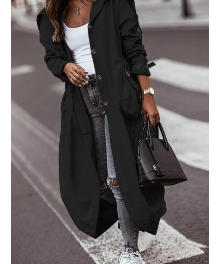 Trench Coat for Women Lapel Pocket Mid Length Jackets Spring Autumn Korean Fashion Women Clothing Streetwear Women's $52.47 -...