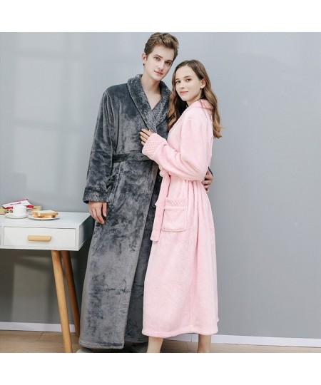 Autumn & Winter Flannel Robe In The Long Paragraph Large Yards Thickened Men & Women Couples Pajamas The Same Bathrobe Sprin ...