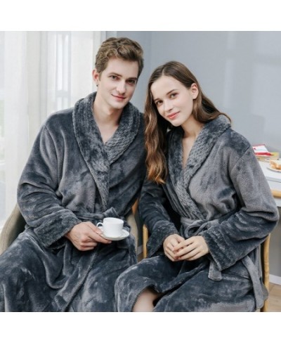 Autumn & Winter Flannel Robe In The Long Paragraph Large Yards Thickened Men & Women Couples Pajamas The Same Bathrobe Sprin ...