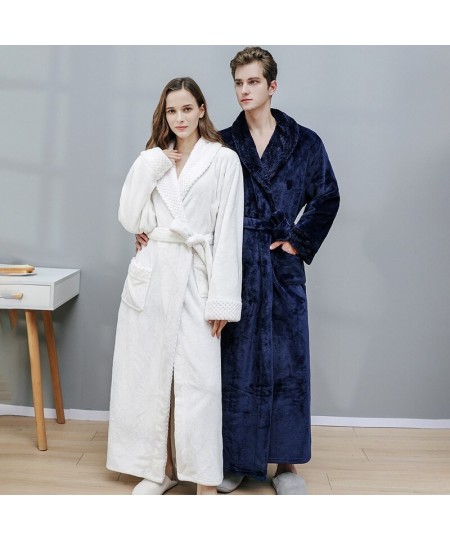 Autumn & Winter Flannel Robe In The Long Paragraph Large Yards Thickened Men & Women Couples Pajamas The Same Bathrobe Sprin ...