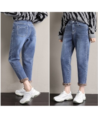 Winter New 2022 Thickening Warm Velvet Denim Pants Korean stytle Casual High Waisted Harem Baggy Jeans Fleece Jeans for Women...