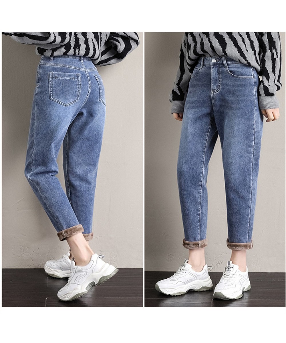 Winter New 2022 Thickening Warm Velvet Denim Pants Korean stytle Casual High Waisted Harem Baggy Jeans Fleece Jeans for Women...