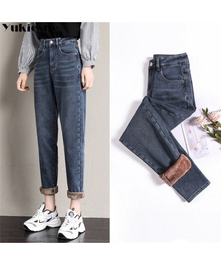 Winter New 2022 Thickening Warm Velvet Denim Pants Korean stytle Casual High Waisted Harem Baggy Jeans Fleece Jeans for Women...