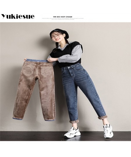 Winter New 2022 Thickening Warm Velvet Denim Pants Korean stytle Casual High Waisted Harem Baggy Jeans Fleece Jeans for Women...