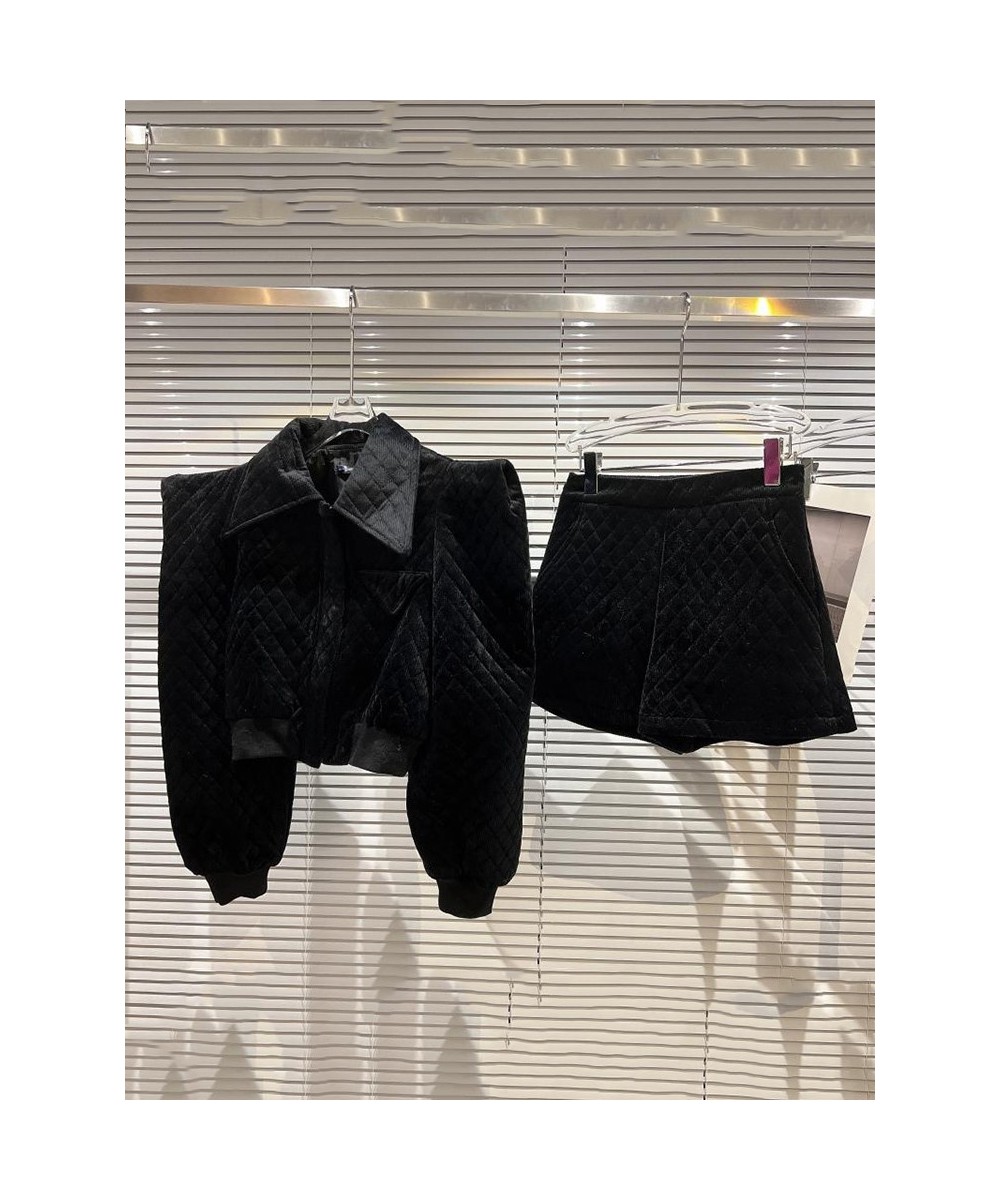 Fashion Temperament Solid Color Diamond Lattice Coat Women's New Loose High Waist Short Two Pic Set 2023 Spring 11P0851 $91.0...