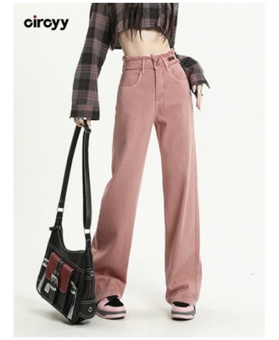 Baggy Jeans Woman Denim Pants High Waisted Pink Spliced Trousers Vintage Straight Loose Spring 2023 Fashion Chic Clothes $58....