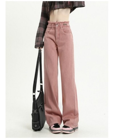 Baggy Jeans Woman Denim Pants High Waisted Pink Spliced Trousers Vintage Straight Loose Spring 2023 Fashion Chic Clothes $58....