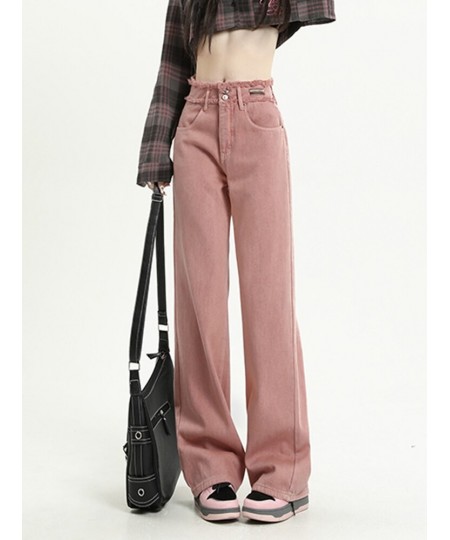 Baggy Jeans Woman Denim Pants High Waisted Pink Spliced Trousers Vintage Straight Loose Spring 2023 Fashion Chic Clothes $58....