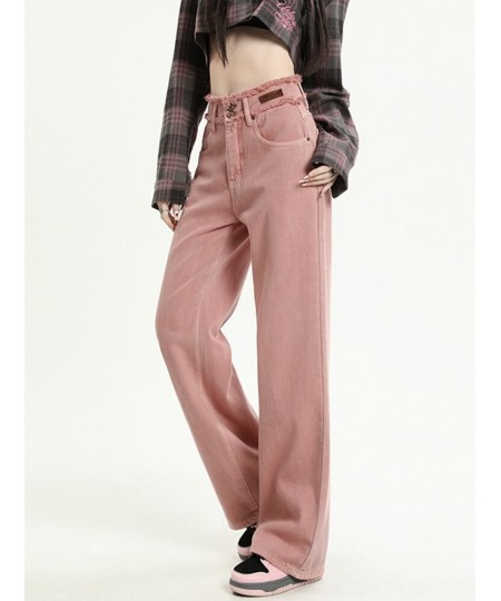 Baggy Jeans Woman Denim Pants High Waisted Pink Spliced Trousers Vintage Straight Loose Spring 2023 Fashion Chic Clothes $58....