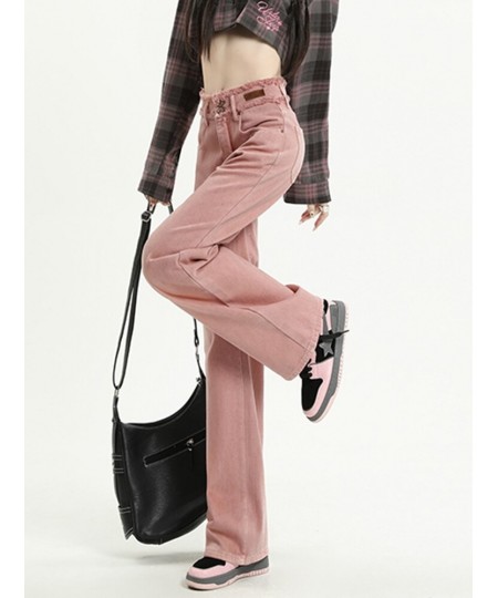 Baggy Jeans Woman Denim Pants High Waisted Pink Spliced Trousers Vintage Straight Loose Spring 2023 Fashion Chic Clothes $58....