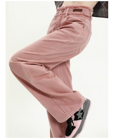 Baggy Jeans Woman Denim Pants High Waisted Pink Spliced Trousers Vintage Straight Loose Spring 2023 Fashion Chic Clothes $58....