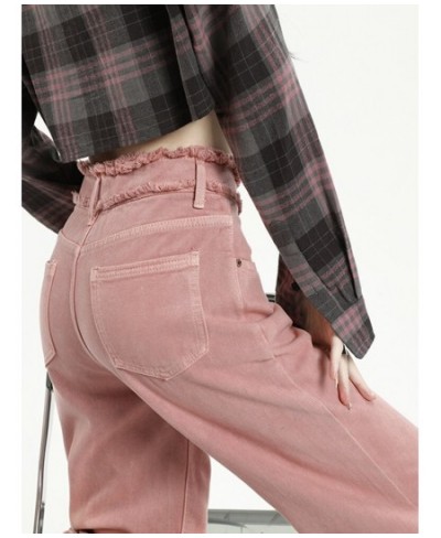 Baggy Jeans Woman Denim Pants High Waisted Pink Spliced Trousers Vintage Straight Loose Spring 2023 Fashion Chic Clothes $58....