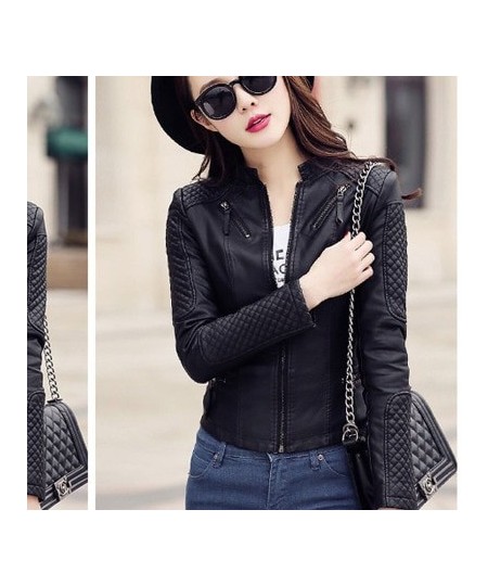 Women Spring Autumn Pu Leather Jacket Casual Slim Soft Moto Jacket Biker Faux Leather Jacket Female Coat Basic Streetwear $53...