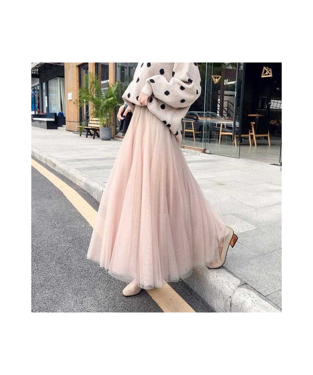 3 layers Midi Summer Tulle Skirt Women 2023 Ladies Casual White Black High Waist Pleated Sun School Long Skirt Female $26.51 ...