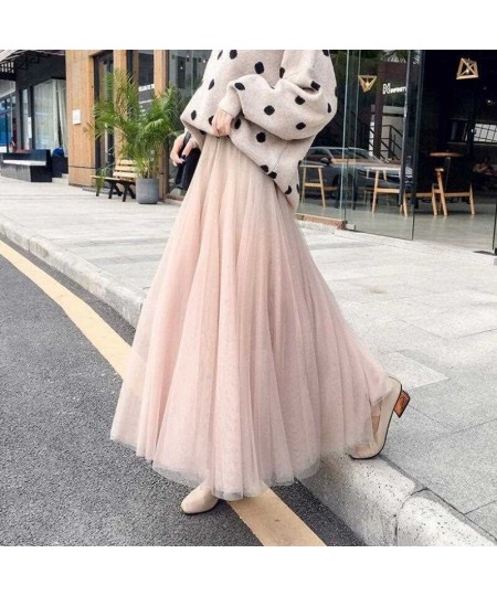 3 layers Midi Summer Tulle Skirt Women 2023 Ladies Casual White Black High Waist Pleated Sun School Long Skirt Female $26.51 ...