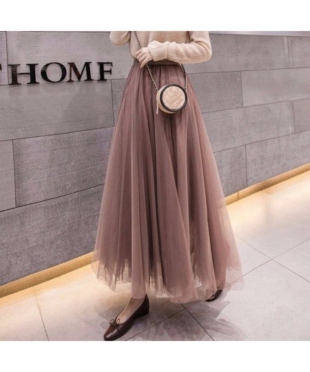 3 layers Midi Summer Tulle Skirt Women 2023 Ladies Casual White Black High Waist Pleated Sun School Long Skirt Female $26.51 ...